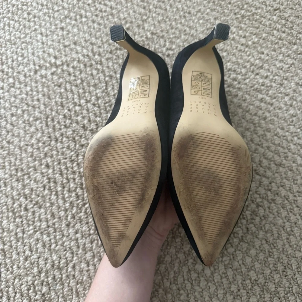 White House Black Market Black Suede Pointed Pumps - Picture 4 of 7
